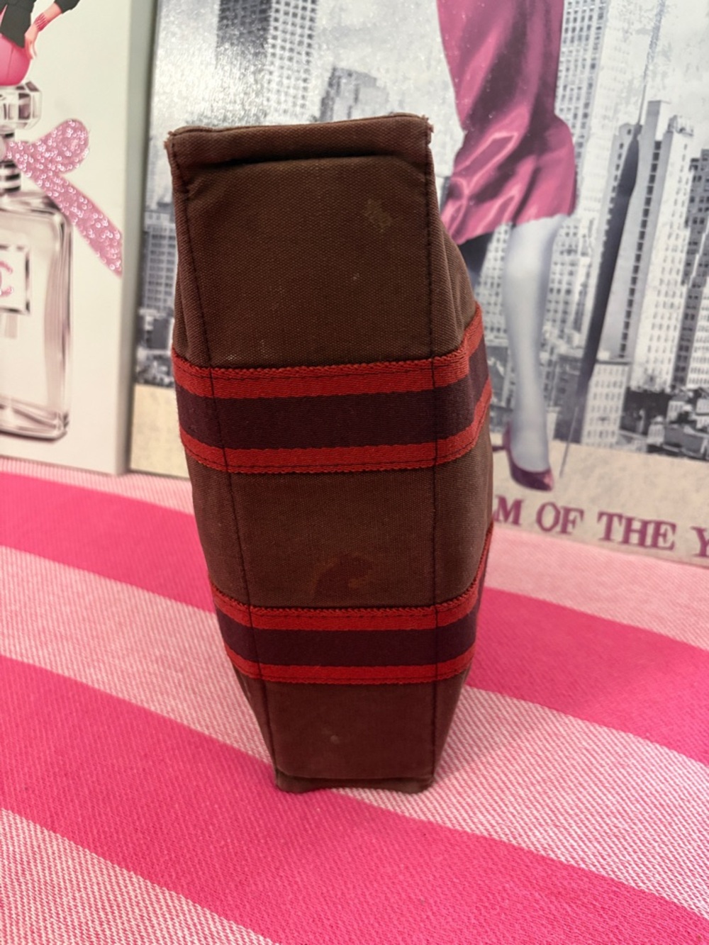 Hermes small Tote Bag with Red Stripe Handles - Picture 6 of 10
